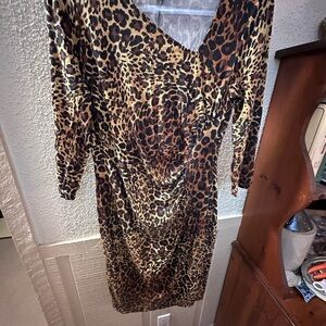 Lafayette 148 New York Animal Print Long Sleeve Dress